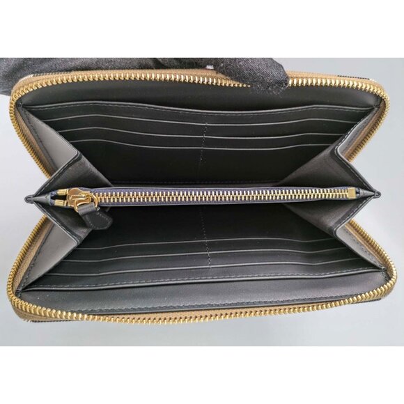 Burberry Check Zip Around Leather Wallet Dark Blue 8084516 - Picture 7 of 11